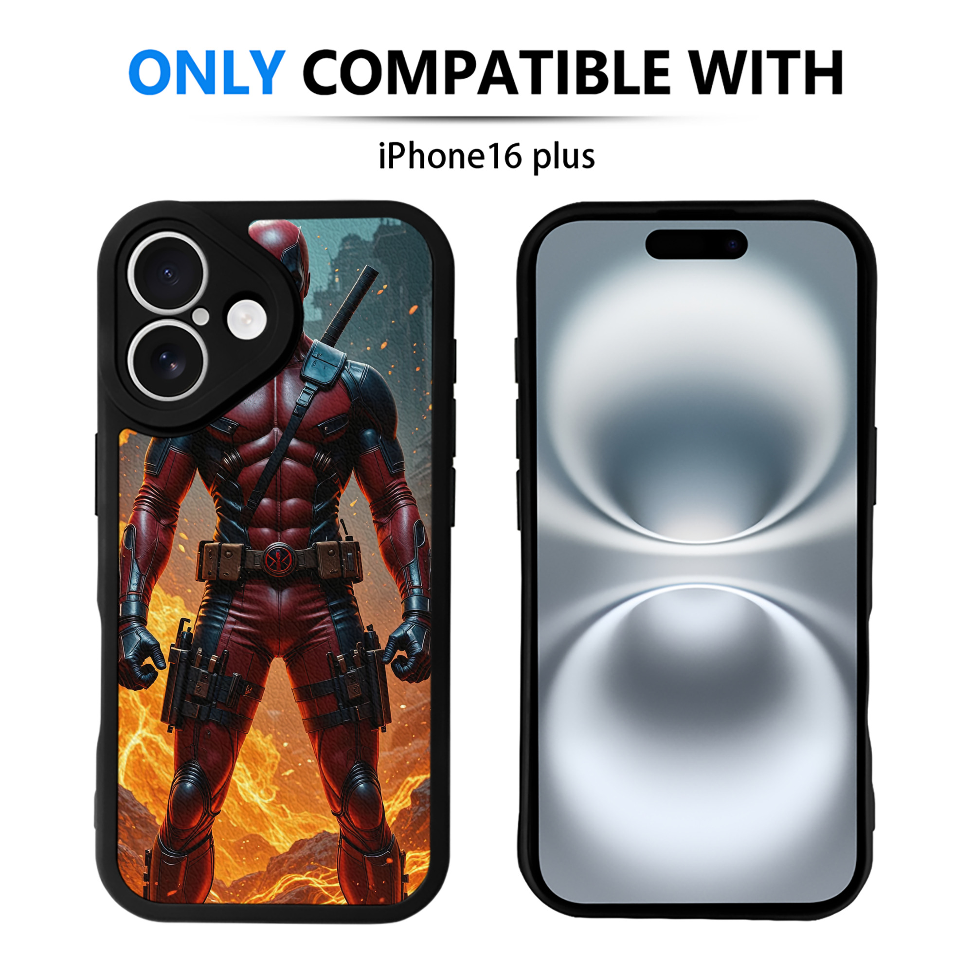 （画像用） Deadpool デッドプール 【iPhone 16シリーズ対応】シリコンスマホケース（レザー調） 材質：シリコン